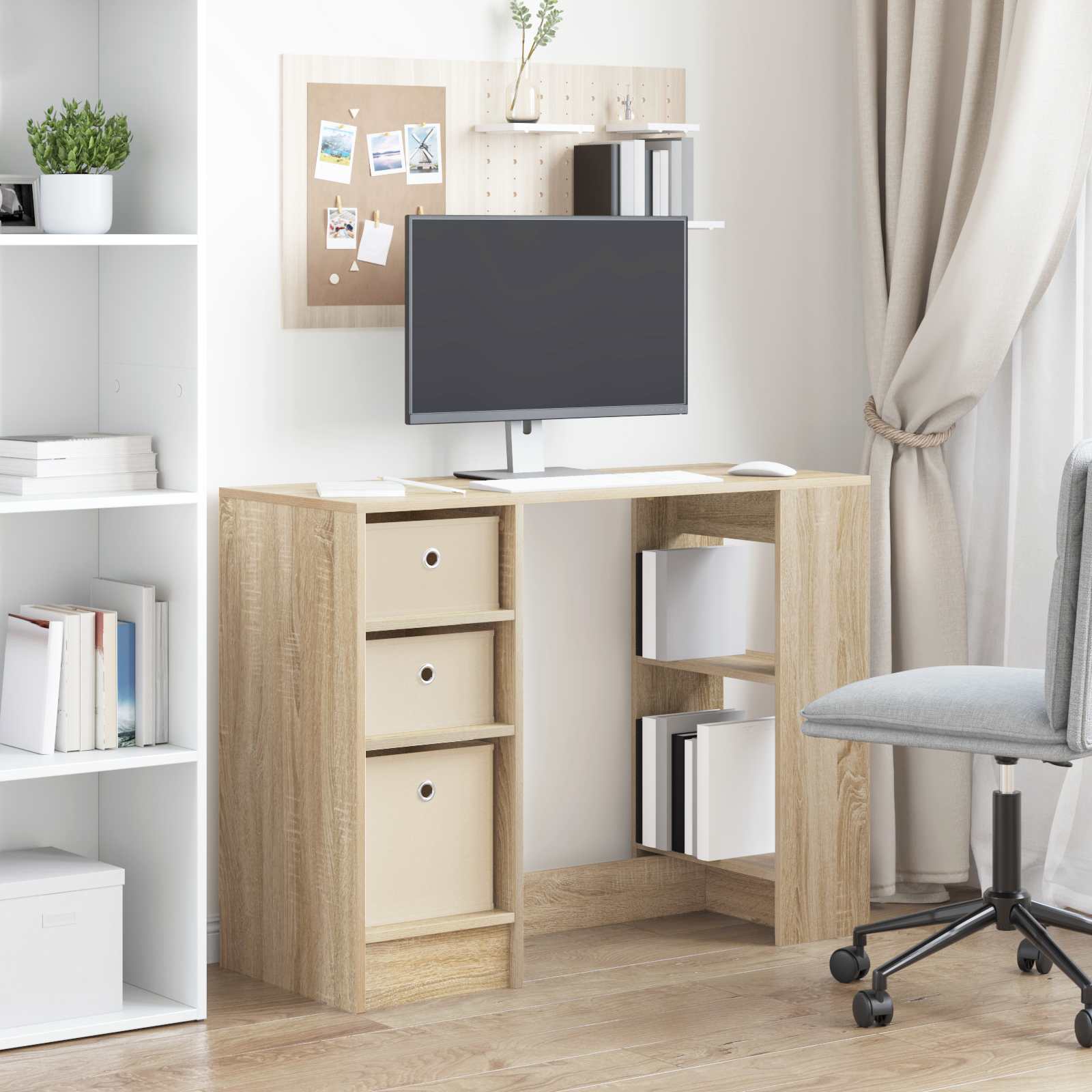 Schreibtisch mit Schubladen Weiß 100 x 40 x 75 cm Holzwerkstoff