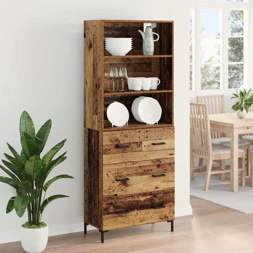 Highboard Hochglanz-Weiß 69,5x34x180 cm Holzwerkstoff