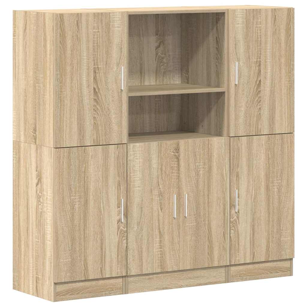 3-tlg. Küchenschrank-Set Weiß Holzwerkstoff