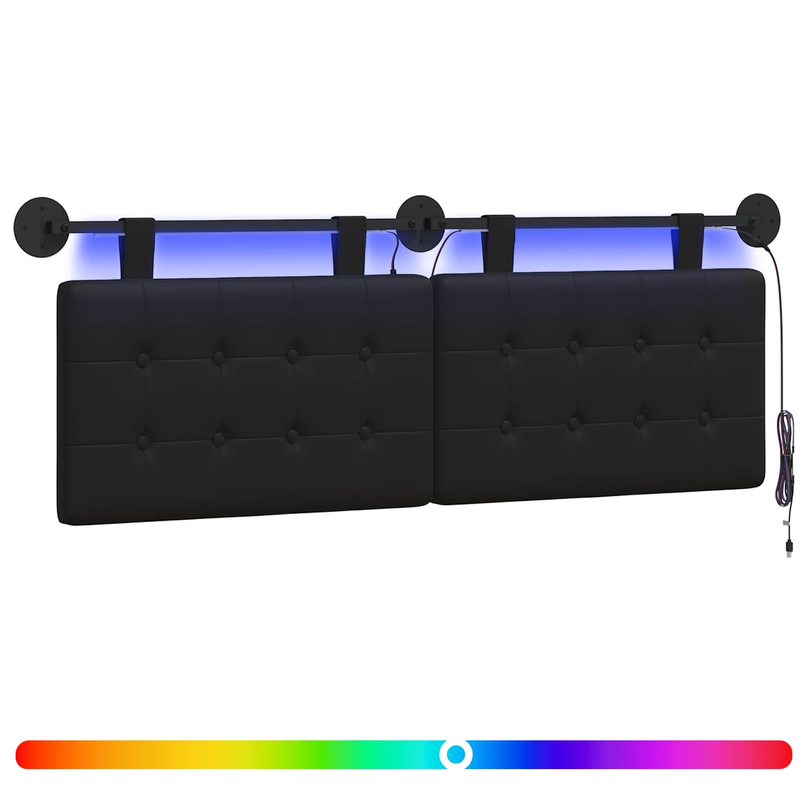 Hängendes Kopfteil Mit LED Licht Creme Kunstleder