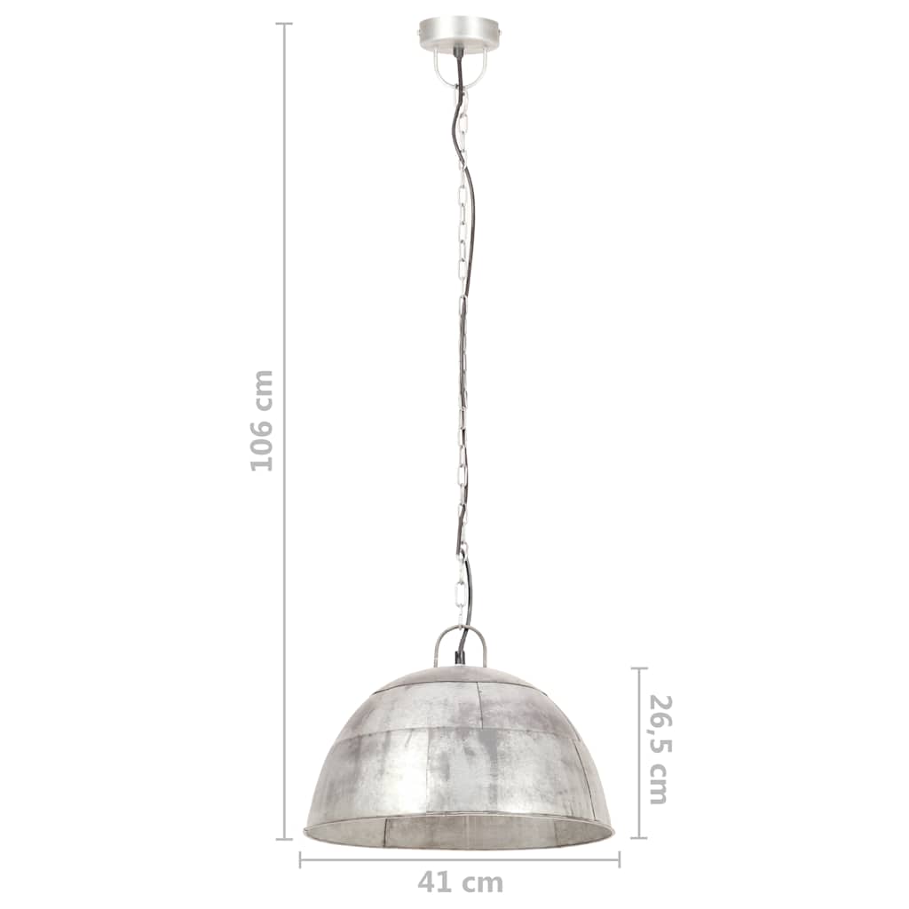 Hängelampe Vintage Industriestil 25 W Silbern Rund 31 cm E27