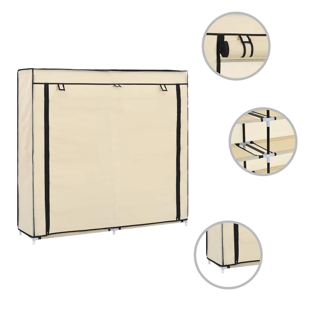 Stoff Schuhschrank mit Abdeckung 115 x 28 x 110 cm Schwarz