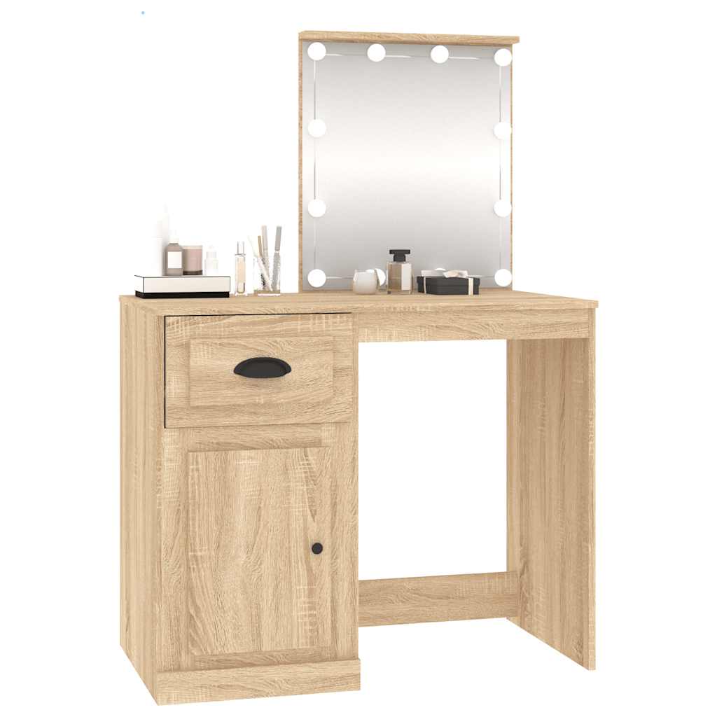 Schminktisch mit Spiegel Weiß 90x50x132,5 cm Holzwerkstoff