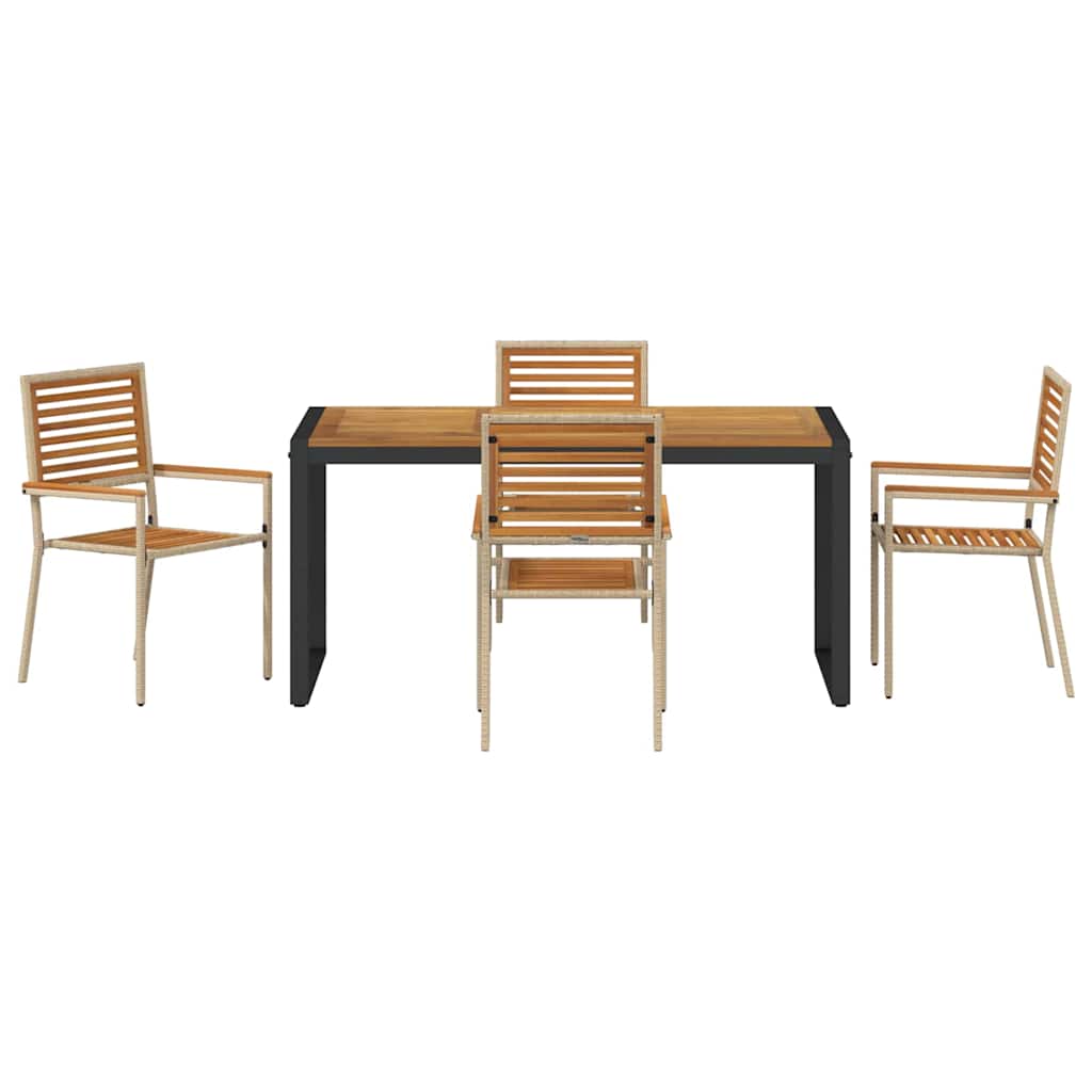 Garten Essgruppe 5 pcs Schwarz und Braun Poly-Rattan