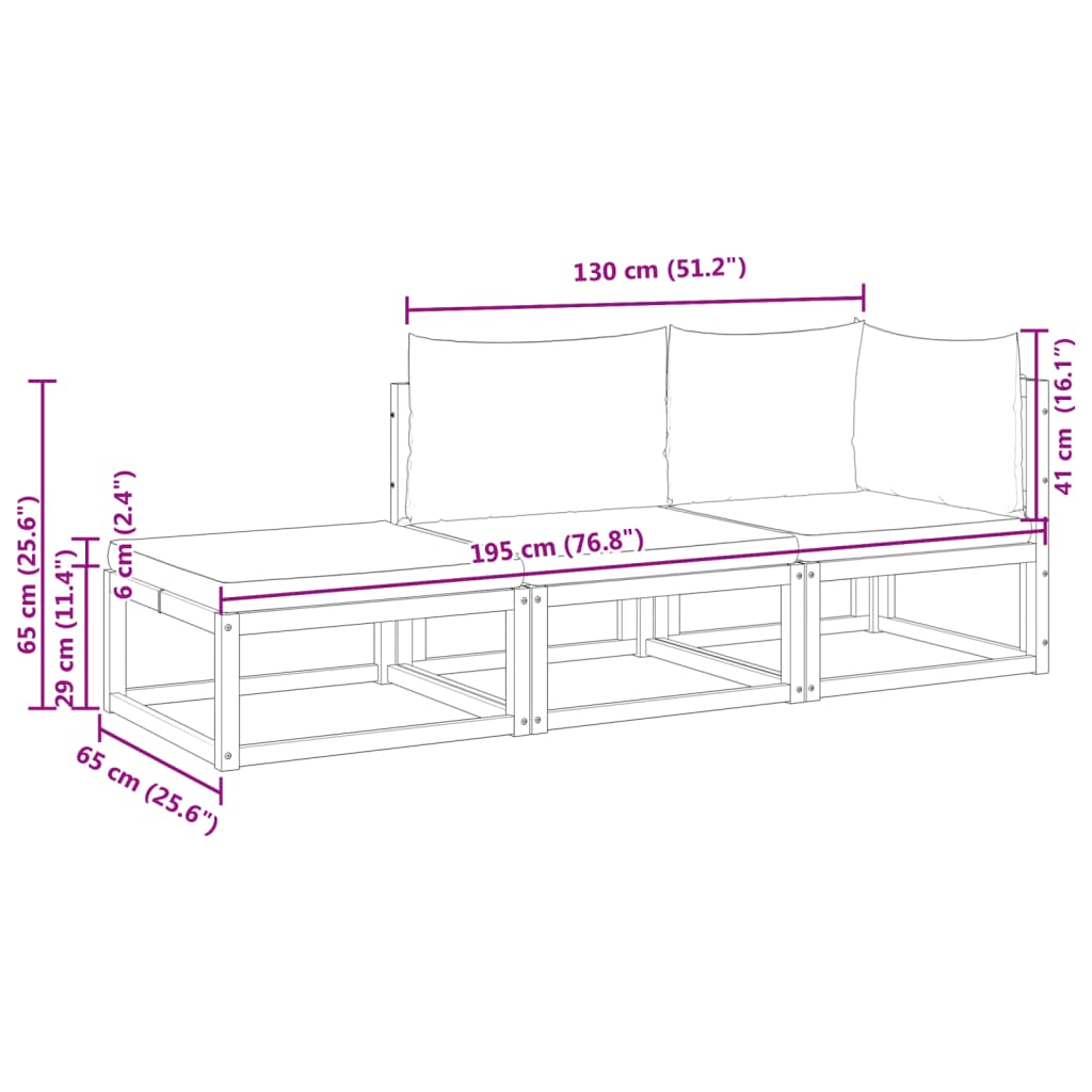 6-tlg. Gartensofa-Set mit Kissen Holz Akazie & Seil