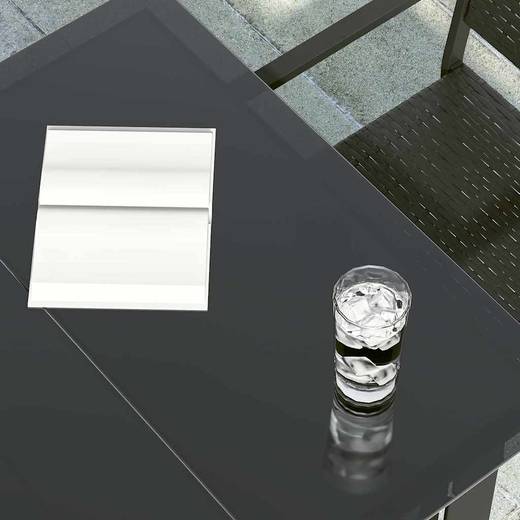 Garten-Esstisch Schwarz 160x80x74 cm Stahl und Hartglas