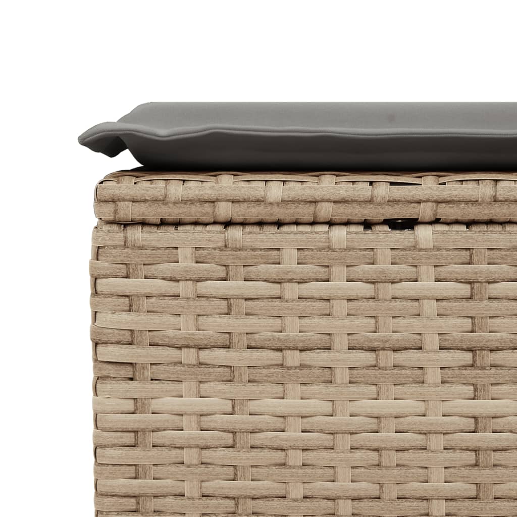Gartenhocker mit Kissen Schwarz 55x55x37 cm Poly Rattan