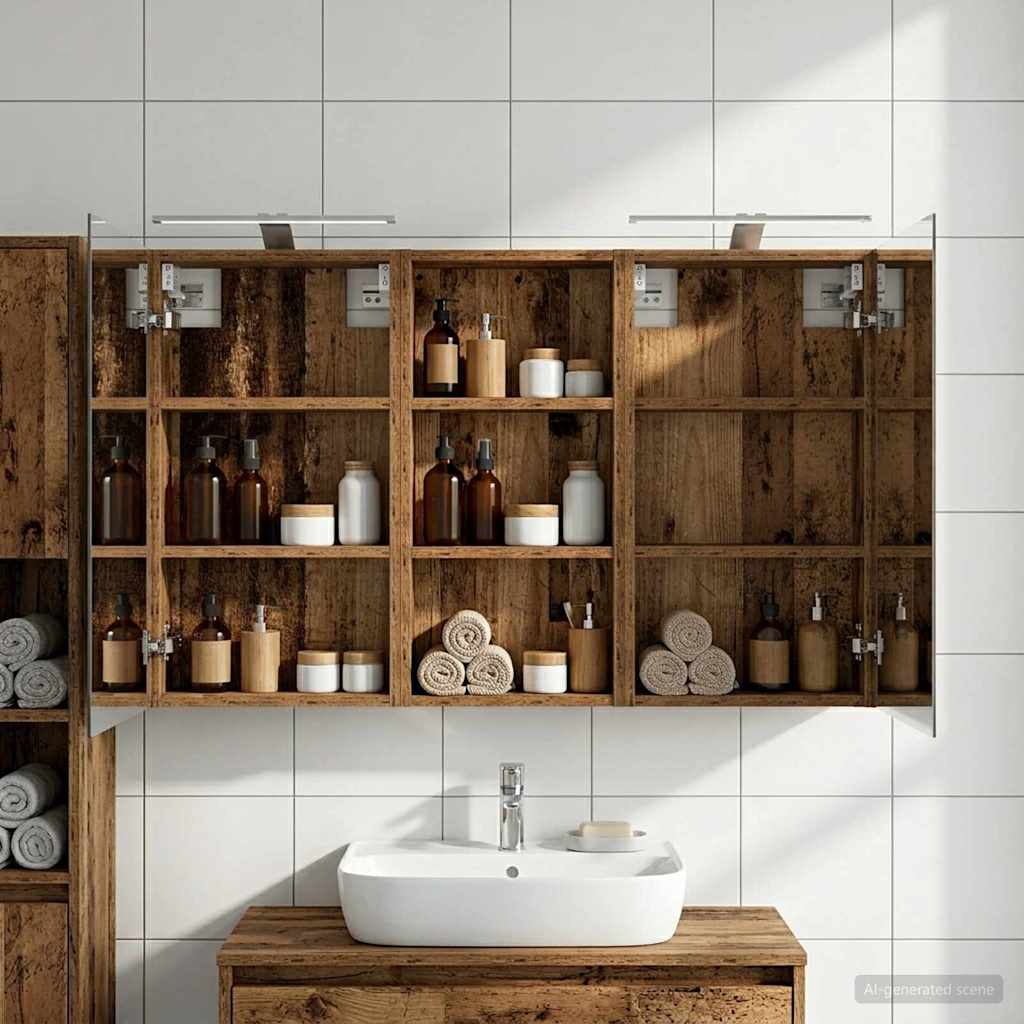 Badezimmerschrank-Set 3 pcs 80 x 10,5 x 50 cm Holzwerkstoff