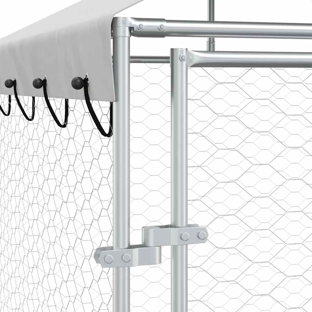 Outdoor-Hundezwinger mit Dach Silber 2x2x2,5 m Verzinkter Stahl
