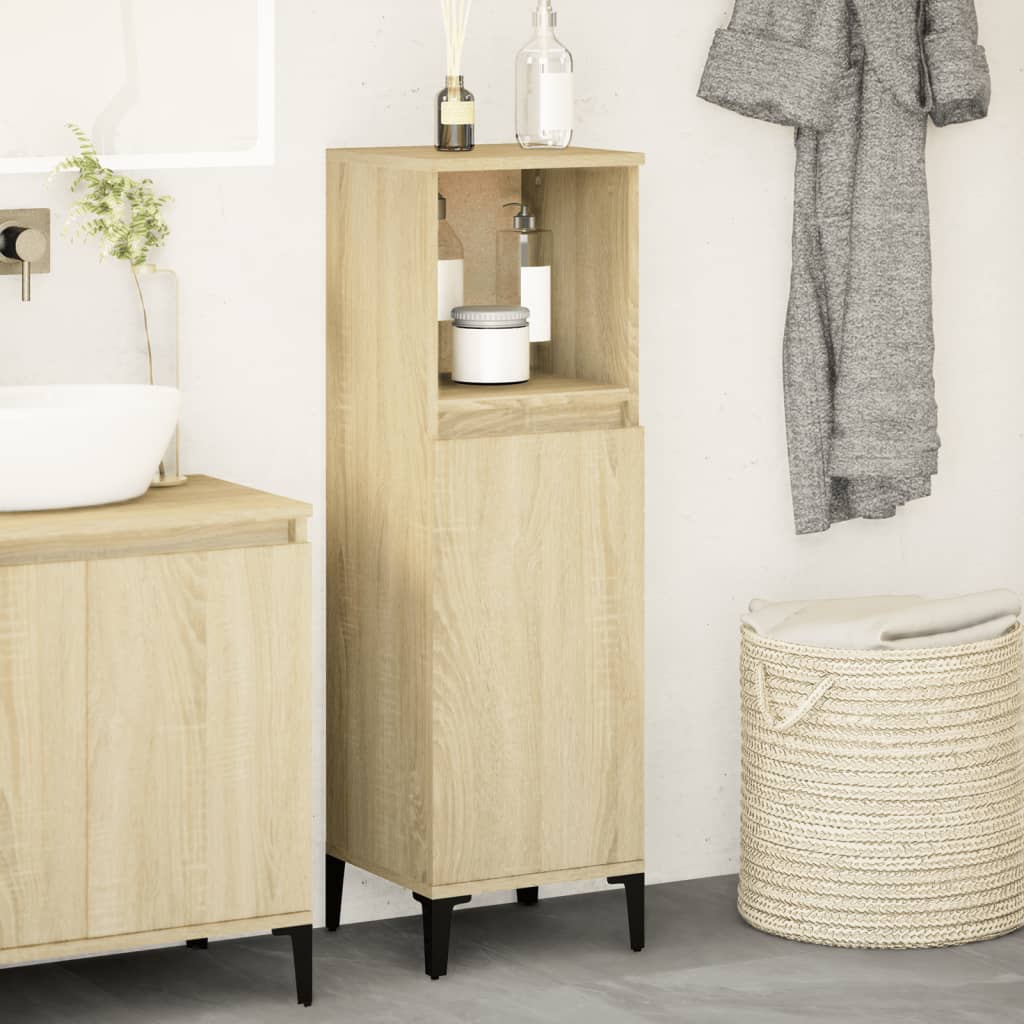 Badschrank Weiß 30x30x100 cm Holzwerkstoff