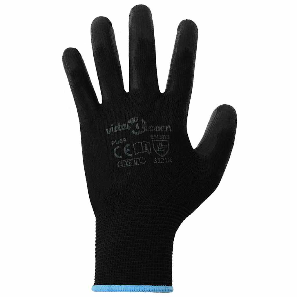 Arbeitshandschuhe 12 pcs Schwarz 7 / S Polyester