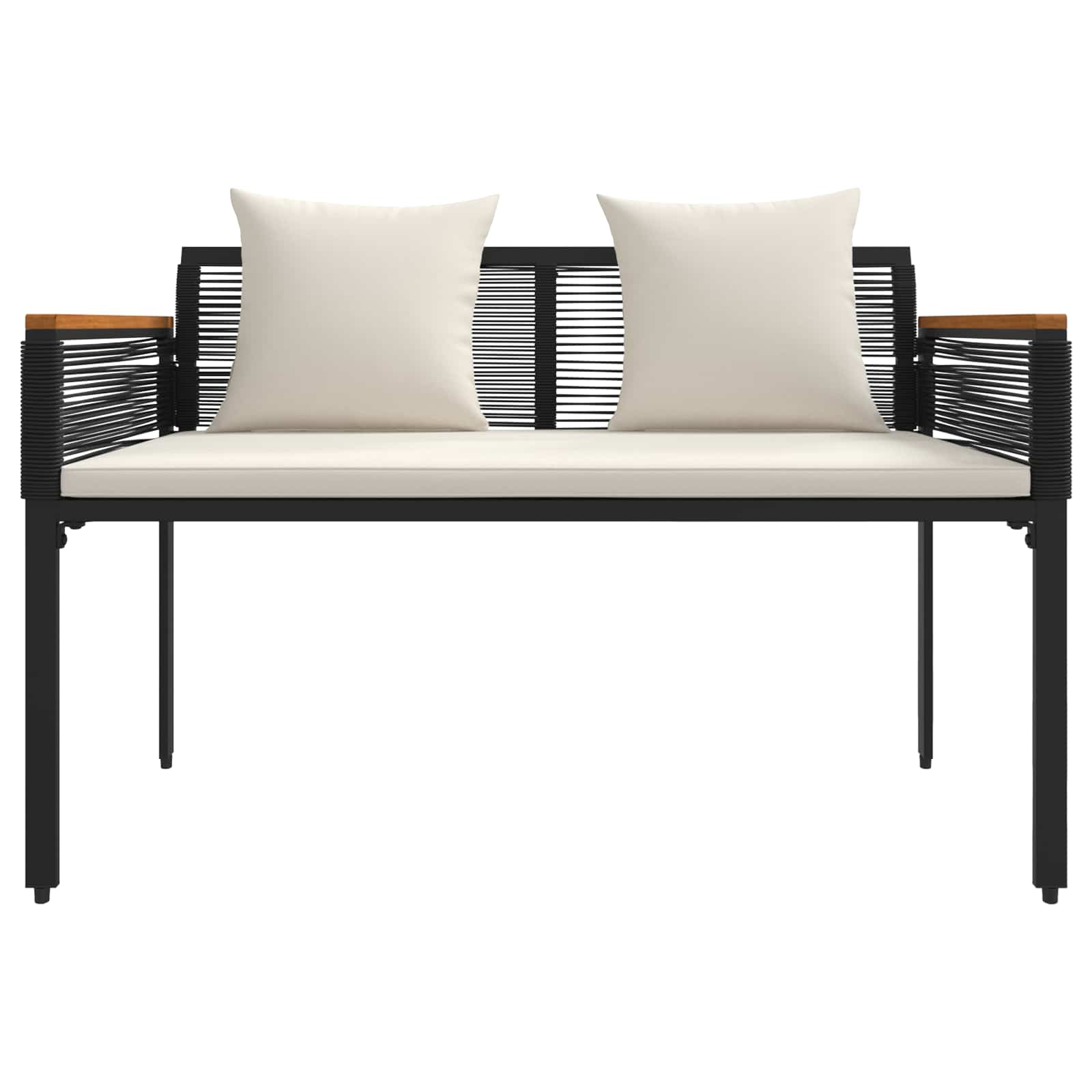 Bank Outdoor mit Kissen Schwarz 117 x 54 x 74,5 cm Poly-Rattan