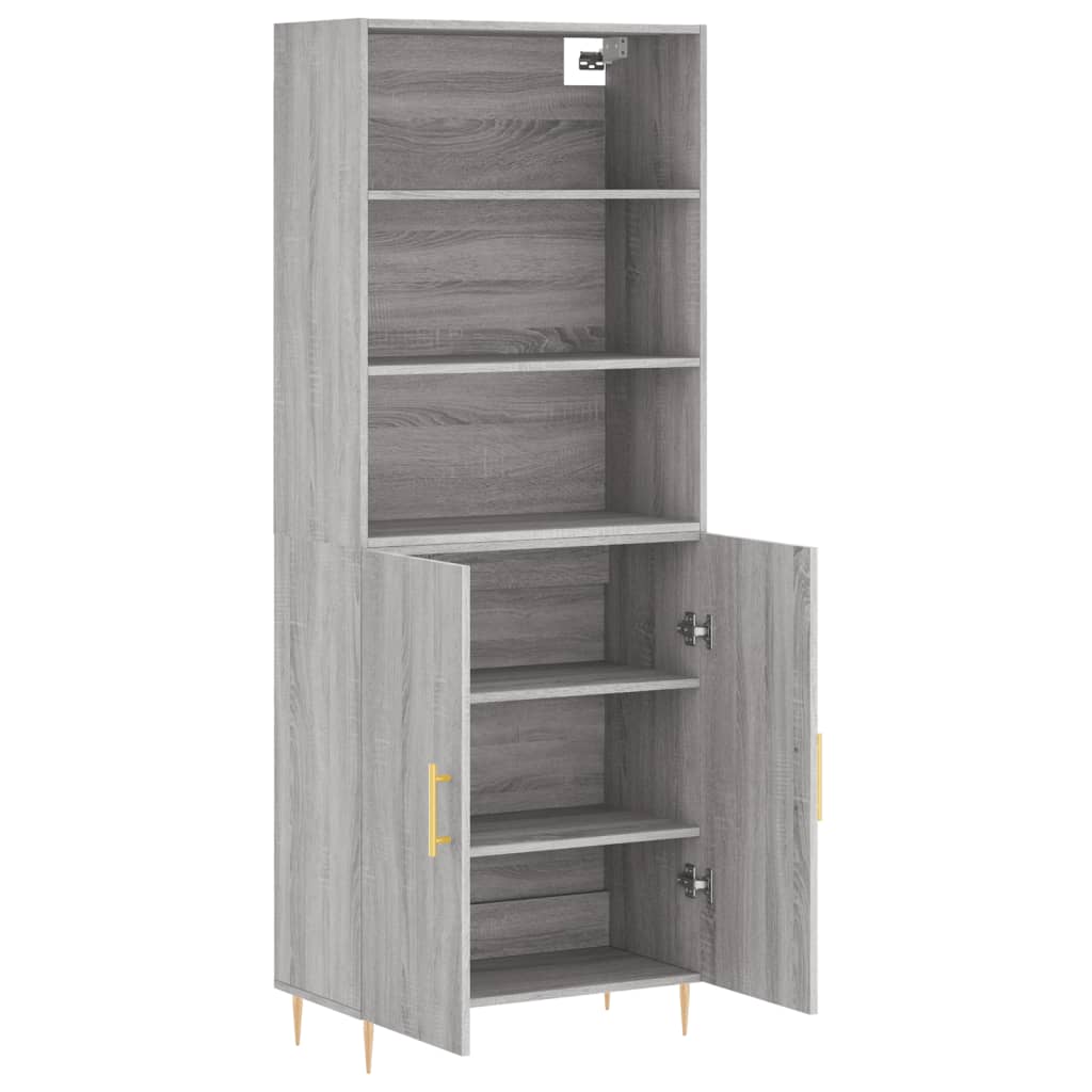 Highboard Hochglanz-Weiß 69,5x34x180 cm Holzwerkstoff