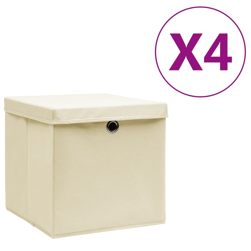 Aufbewahrungsboxen mit Deckeln 10 Stk. 28x28x28 cm Schwarz