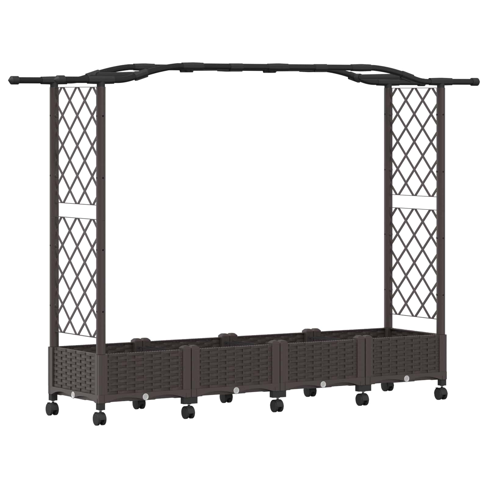 Hochbeet mit Rankgitter und Dach Braun 124 x 40 x 123 cm PP