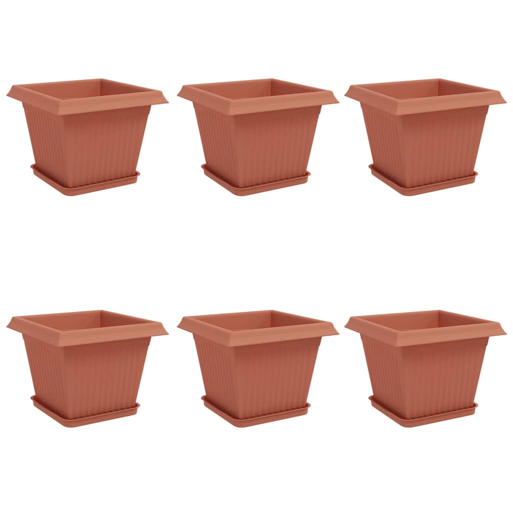 Blumentöpfe 6 pcs Ziegelrot 20 x 20 x 16 cm Kunststoff