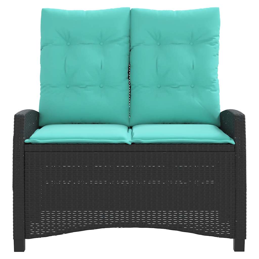Gartenbank Verstellbar mit Kissen Braun Poly Rattan