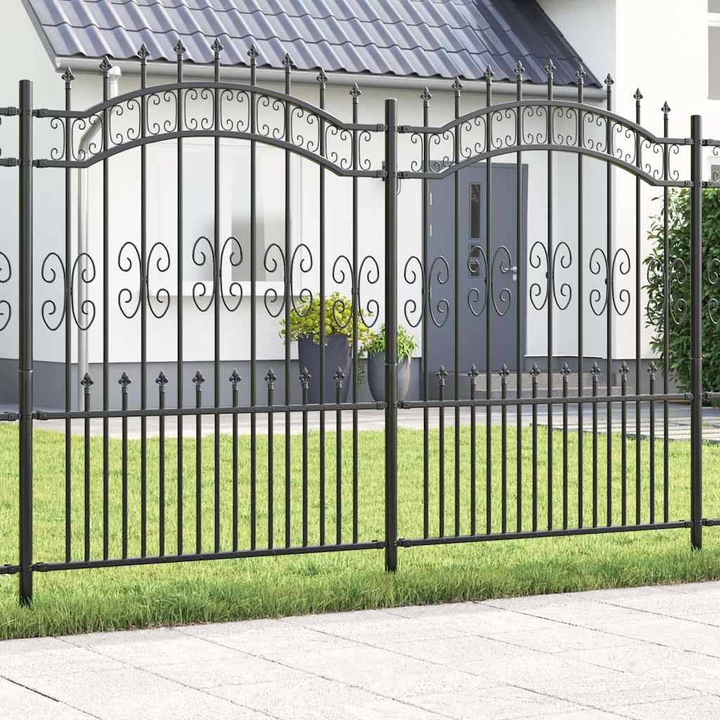Gartenzaun KAMPEN mit Speerspitze Schwarz 240 x 75 cm Stahl