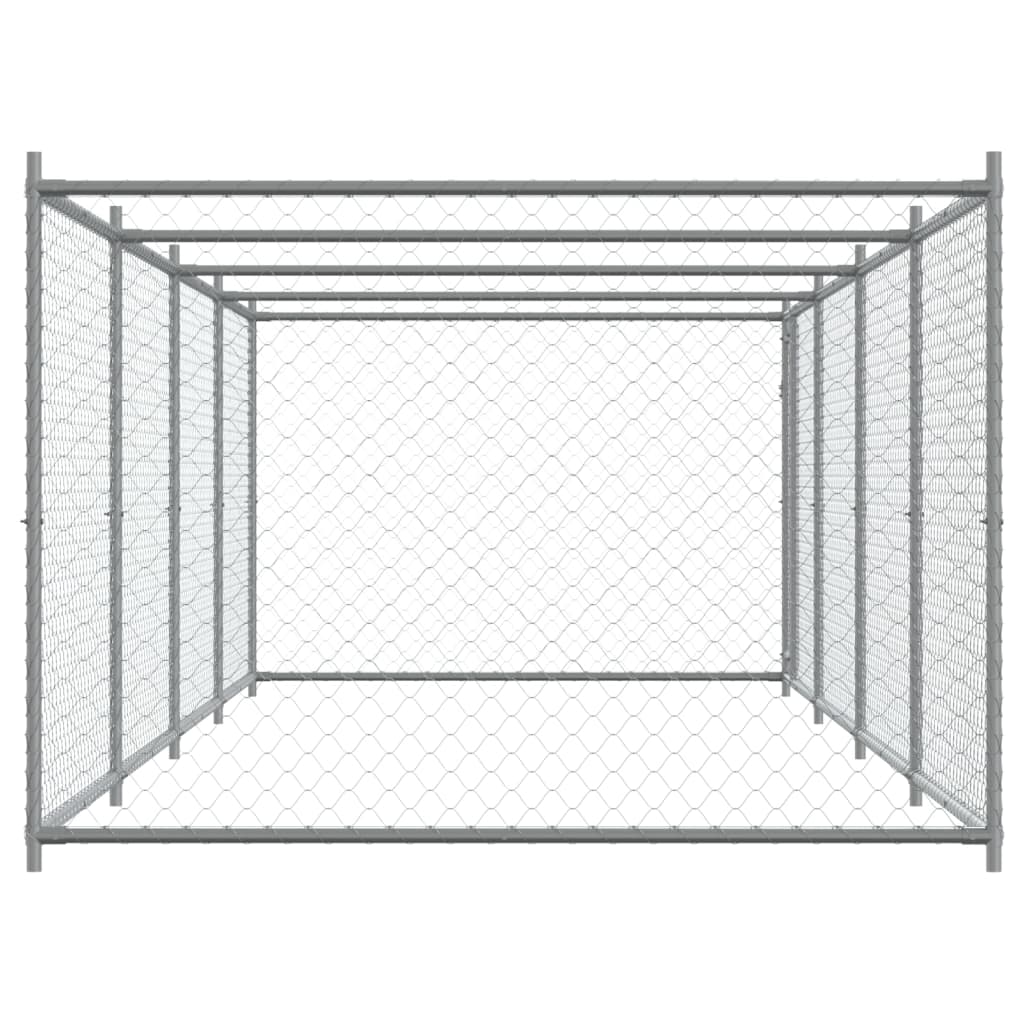 Hundezwinger mit Tür Grau 2x2x1,5 m Verzinkter Stahl