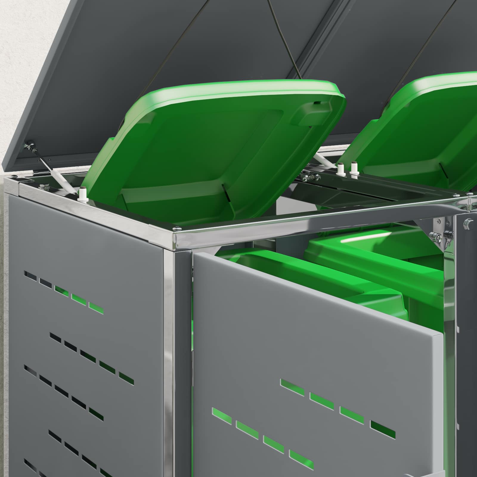 Mülltonnenbox for 2 Bins 240L Edelstahl Schwarz