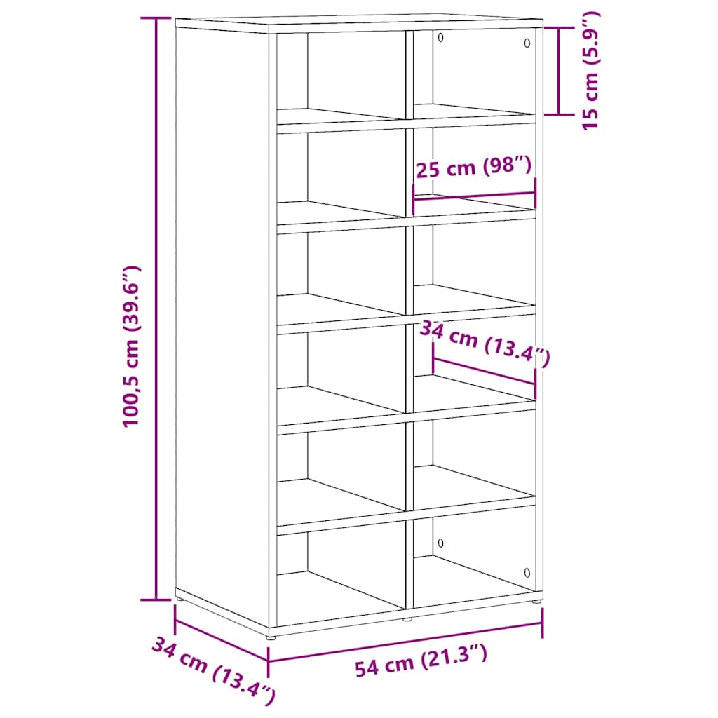 Schuhregal Weiß 54x34x100,5 cm Holzwerkstoff