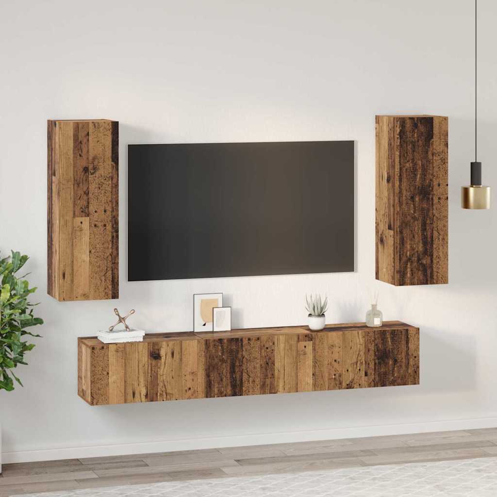 4-tlg. TV-Schrank-Set Weiß Holzwerkstoff