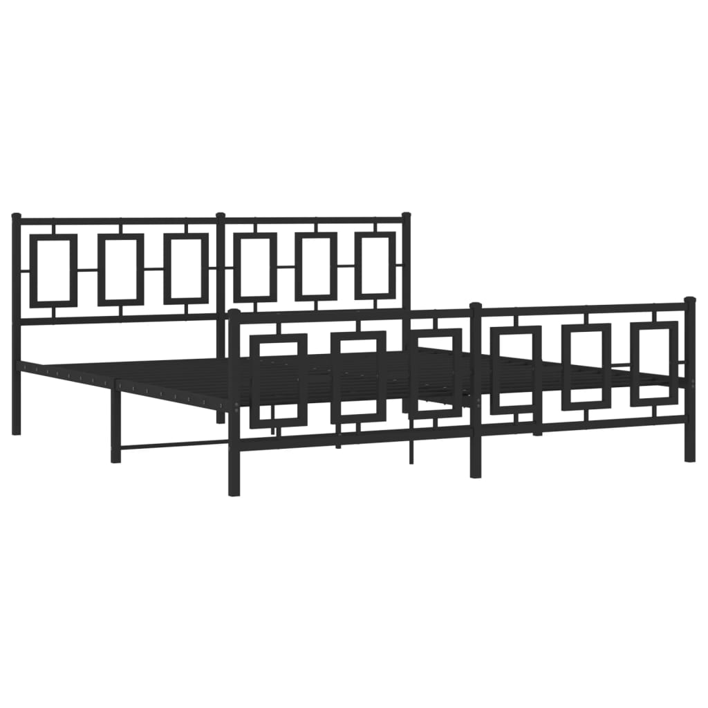 Bettgestell mit Kopf- und Fußteil Metall Weiß 180x200 cm
