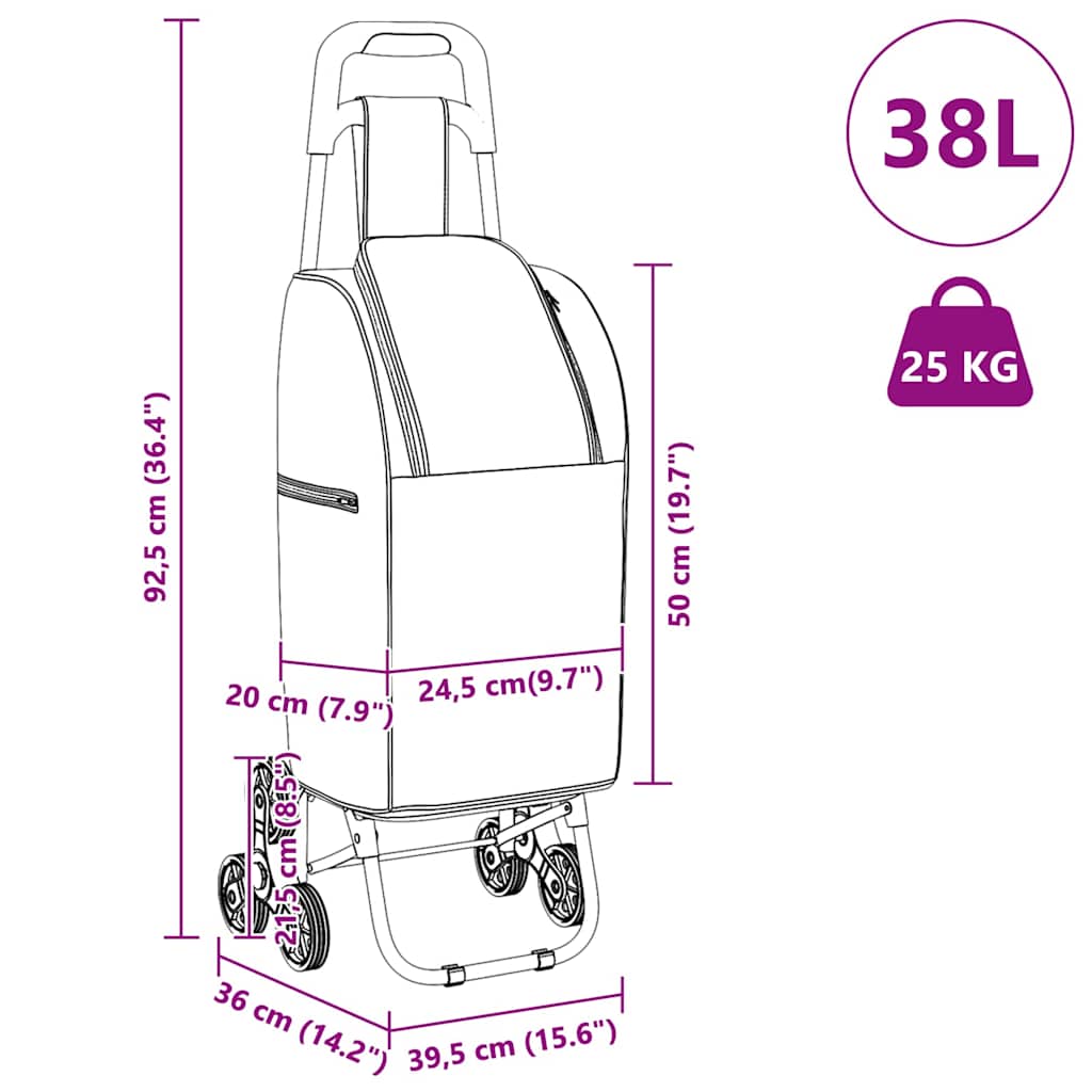 Einkaufswagen Grün 39,5 x 33 x 93 cm Oxford-stoff