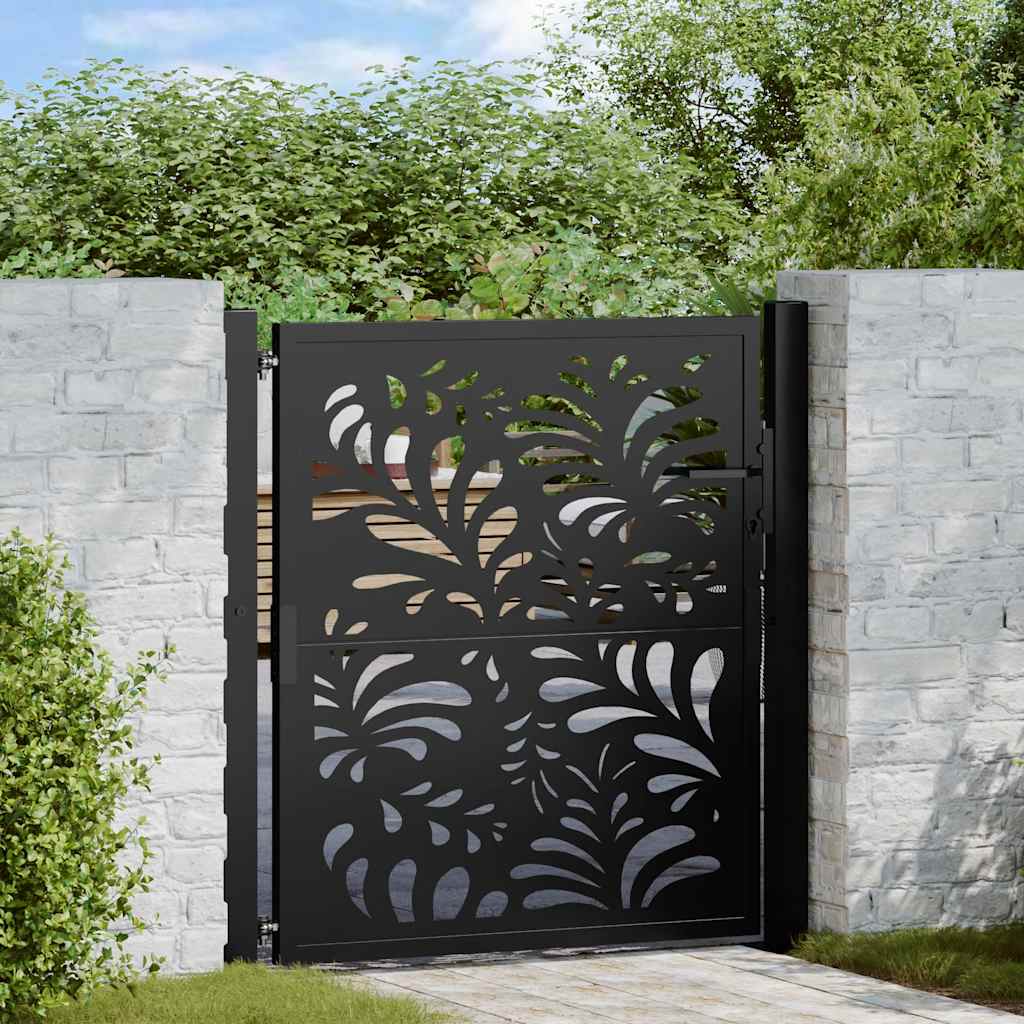 Gartentor Schwarz 100x100 cm Stahl Lichtdesign