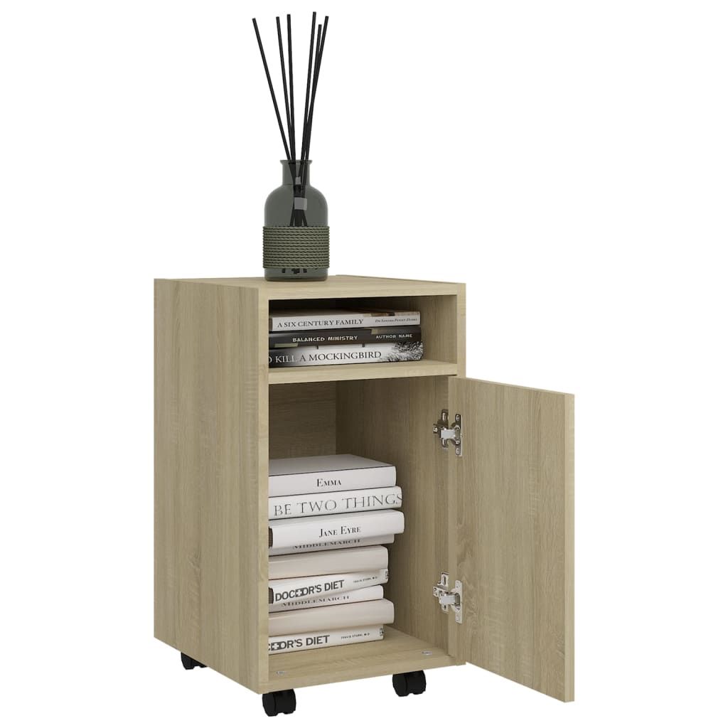 Beistellschrank mit Rollen Weiß 33x38x60 cm Holzwerkstoff