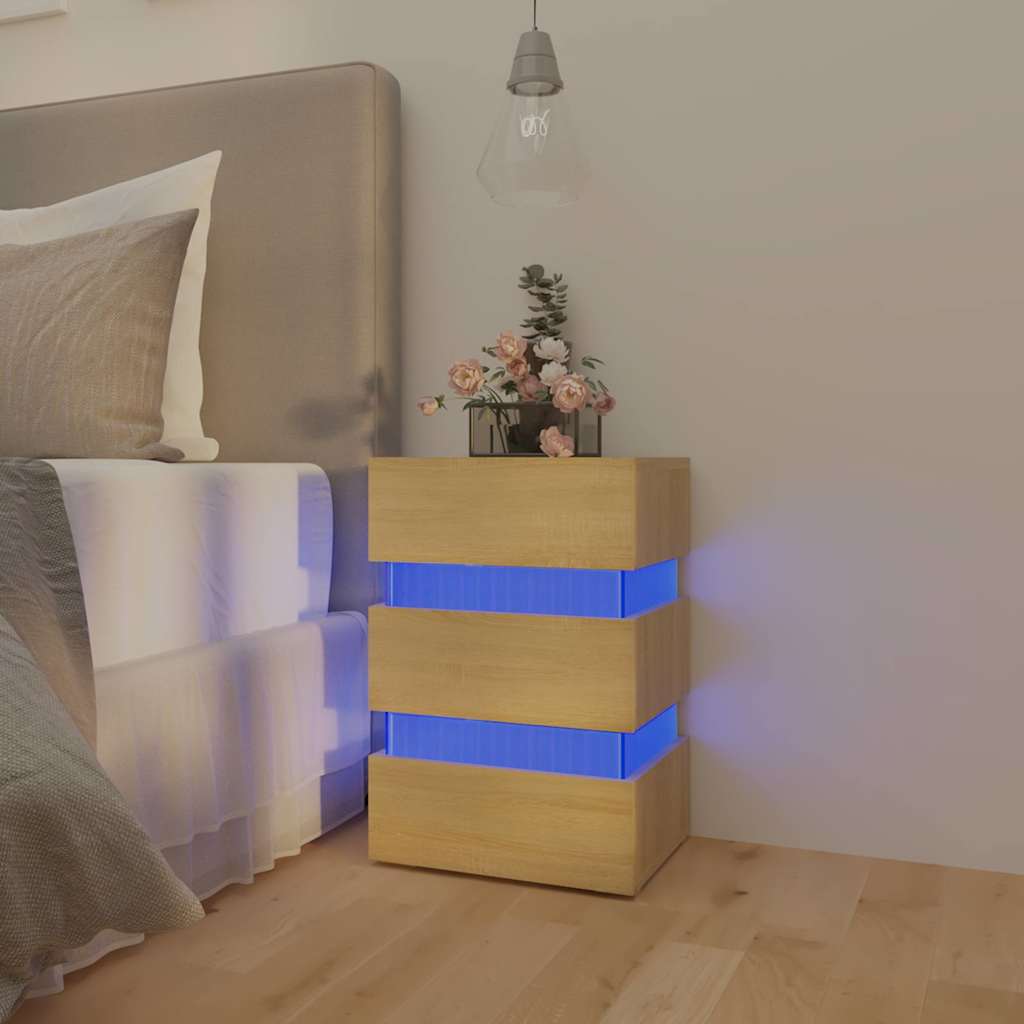 LED-Nachttisch Weiß 45x35x67 cm Holzwerkstoff