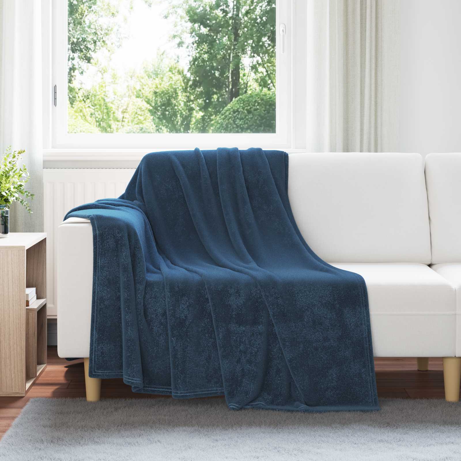 Überwurfdecke Beige 130 x 150 cm Fleece