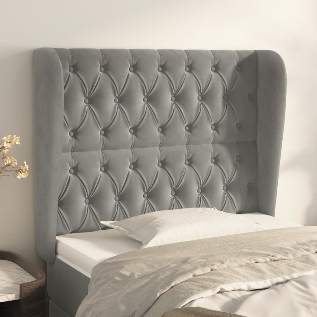 Kopfteil mit Ohren Dunkelblau 93x23x78/88 cm Samt