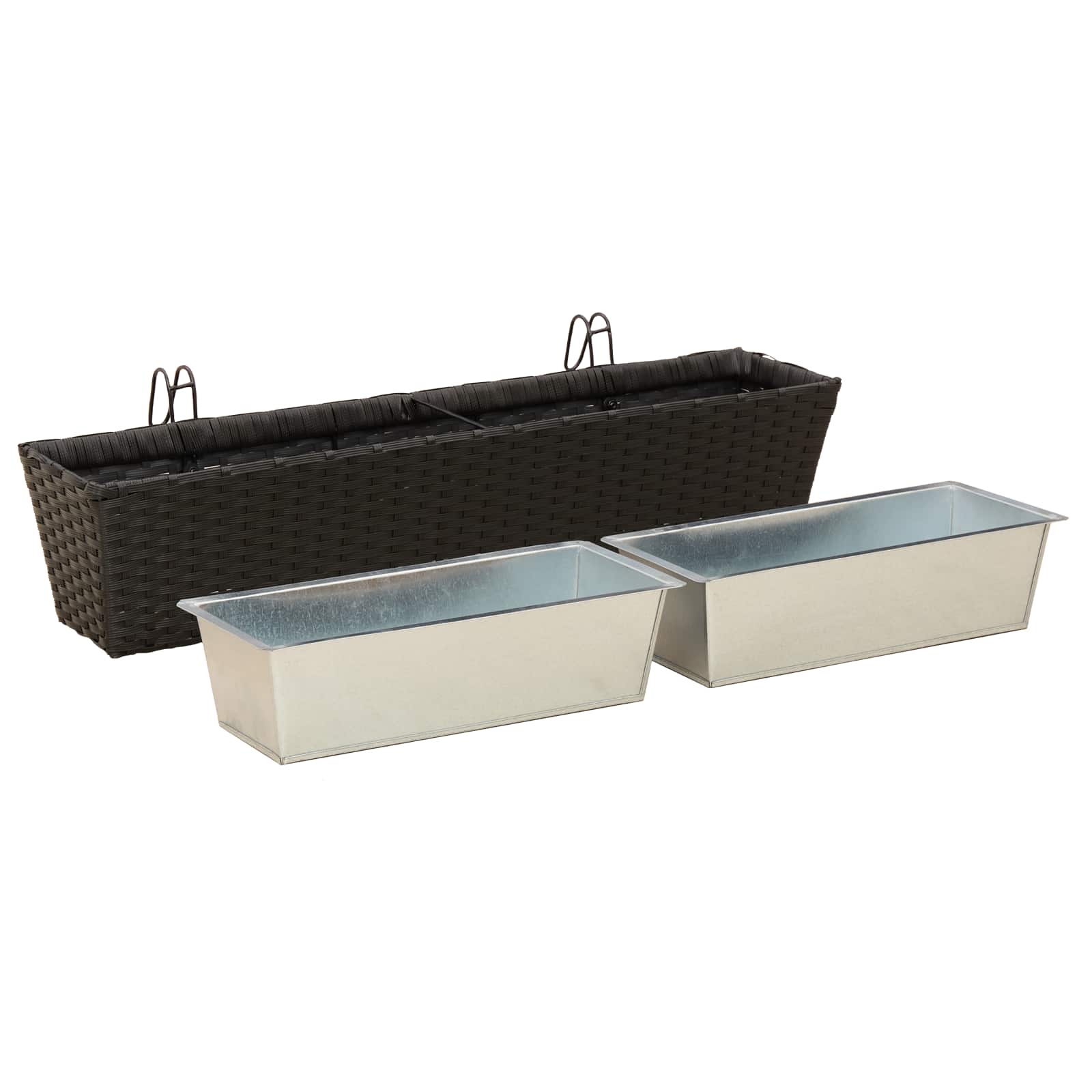 Balkon 2 pcs Schwarz 50 x 17 x 17 cm Metall