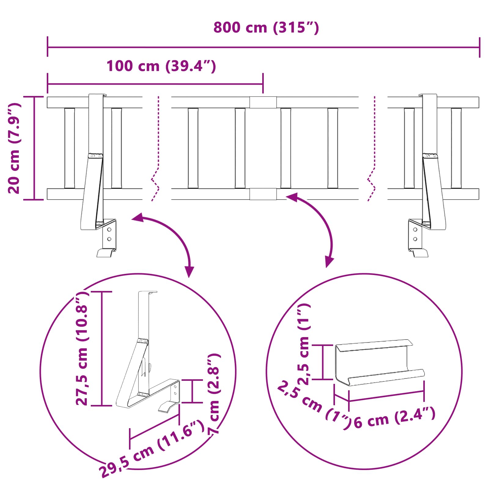 Dachschneeschild Anthrazit 100 x 29,5 x 34,5 cm Stahl