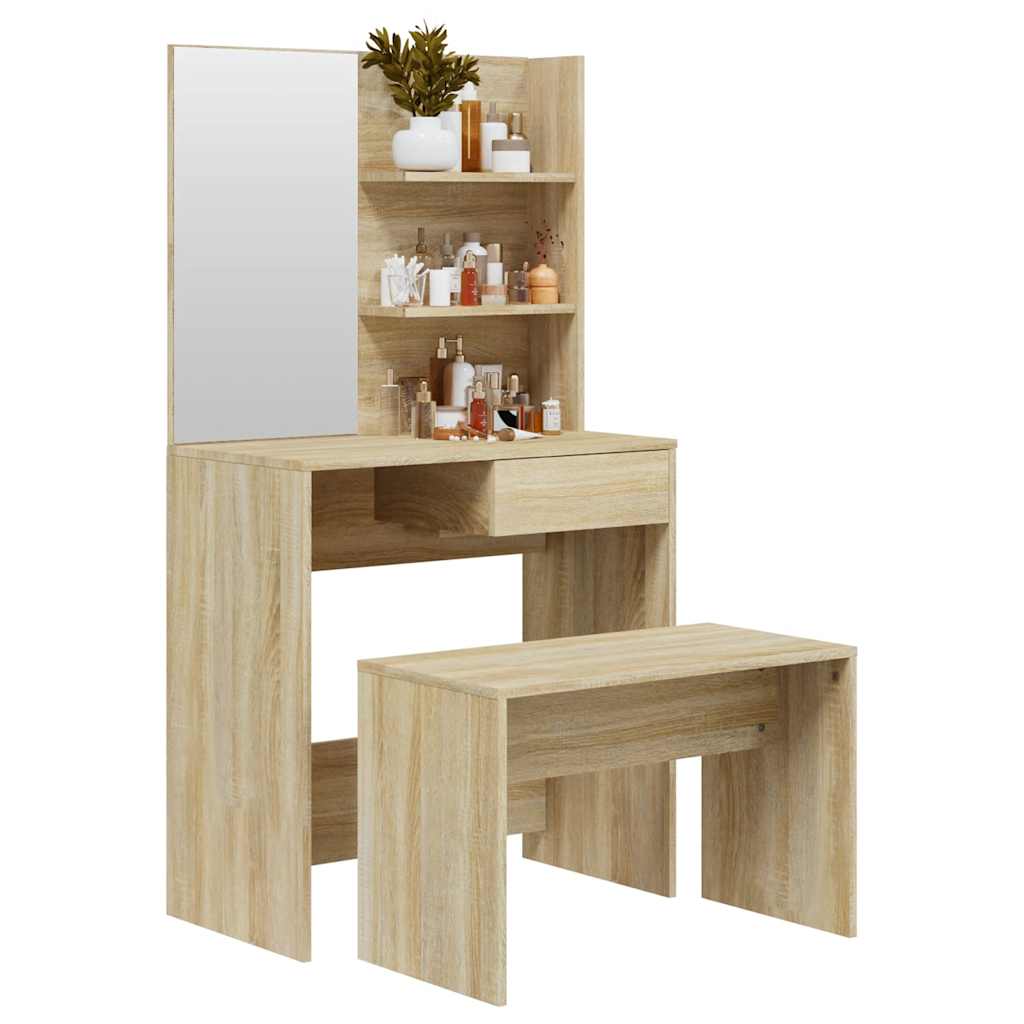 Schminktisch-Set Weiß 74,5x40x141 cm