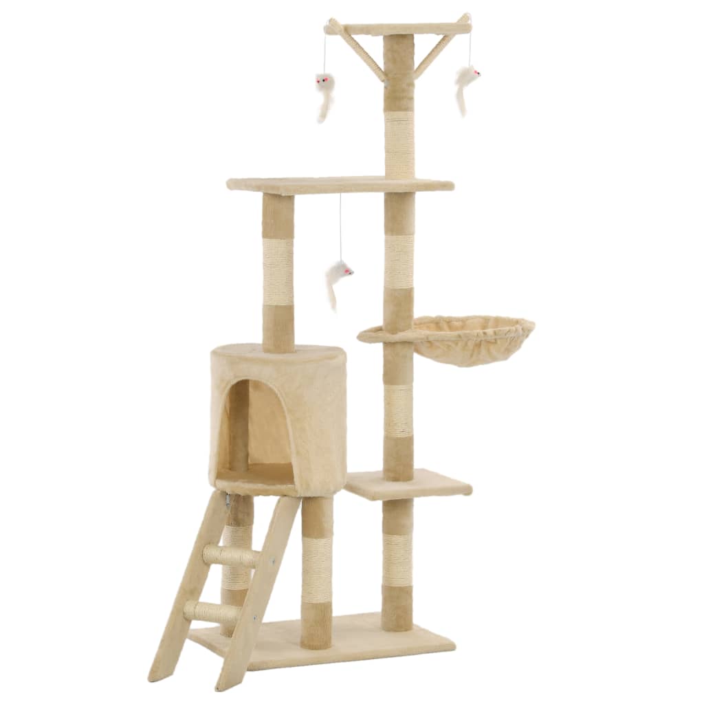 Katzen-Kratzbaum mit Sisal-Säulen 138 cm Grau