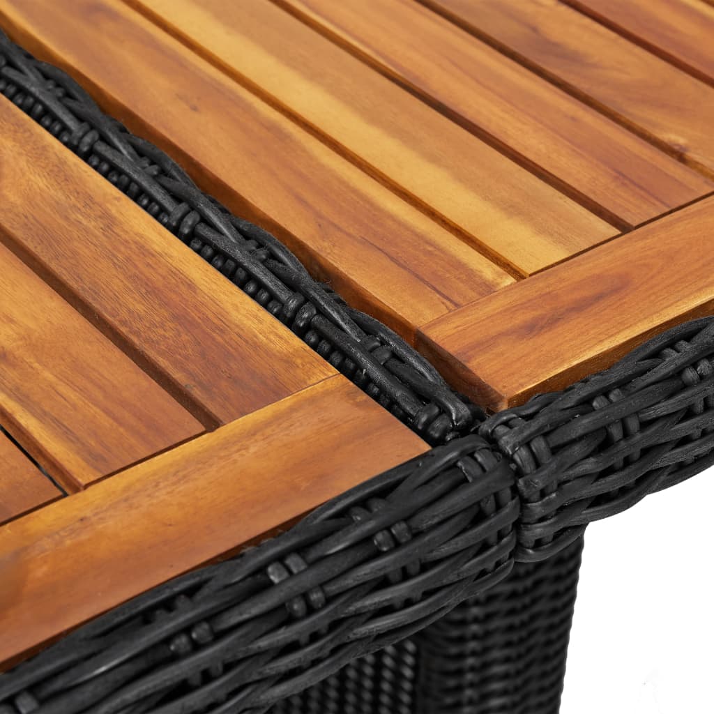 Garten-Esstisch Braun 200x100x74 cm Glas und Poly Rattan