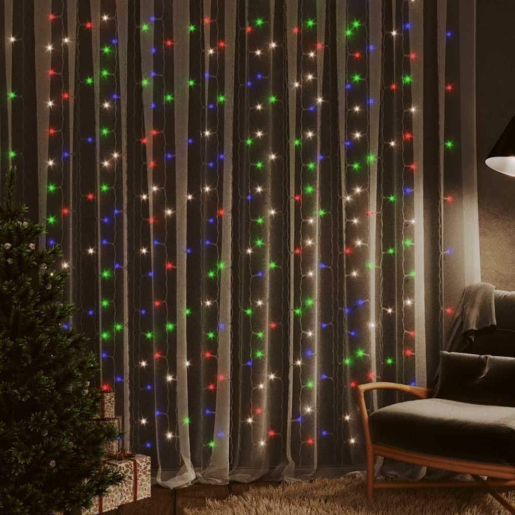 LED-Lichtervorhang 3x3 m 300 LED Warmweiß 8 Funktionen