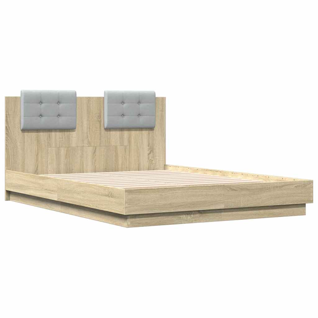 Bettgestell mit Kopfteil Grau Sonoma 180x200 cm Holzwerkstoff