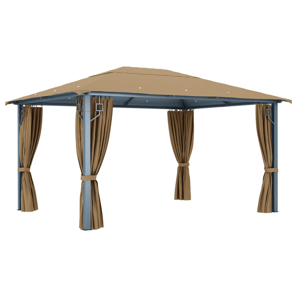 Pavillon mit Vorhang 300x300 cm Taupe Aluminium
