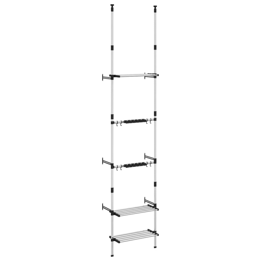 Garderobenständer 3 Etagen Silbern 59x29x192 cm Aluminium