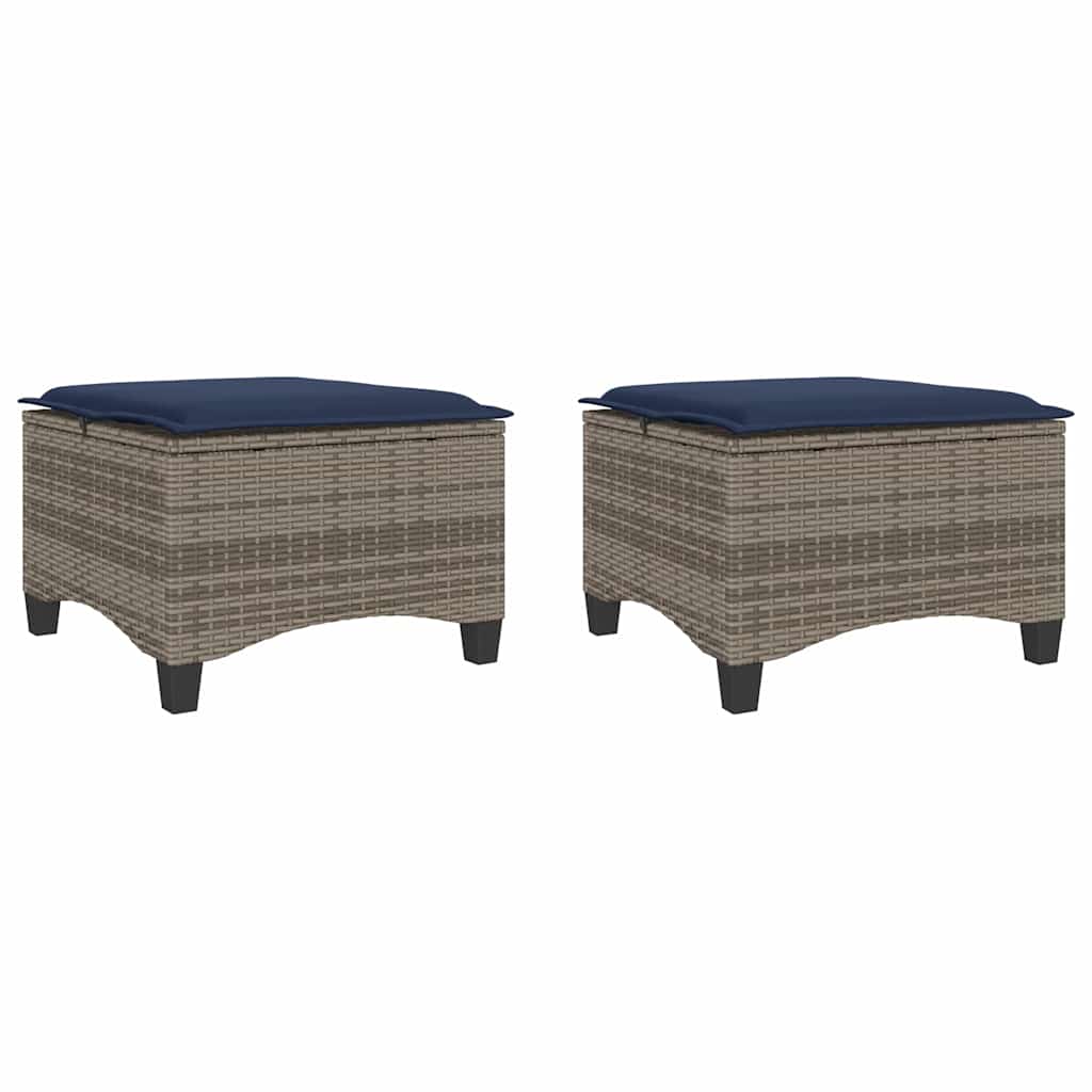 Gartenhocker mit Kissen 2 Stk. Schwarz 55x55x36 cm Poly Rattan