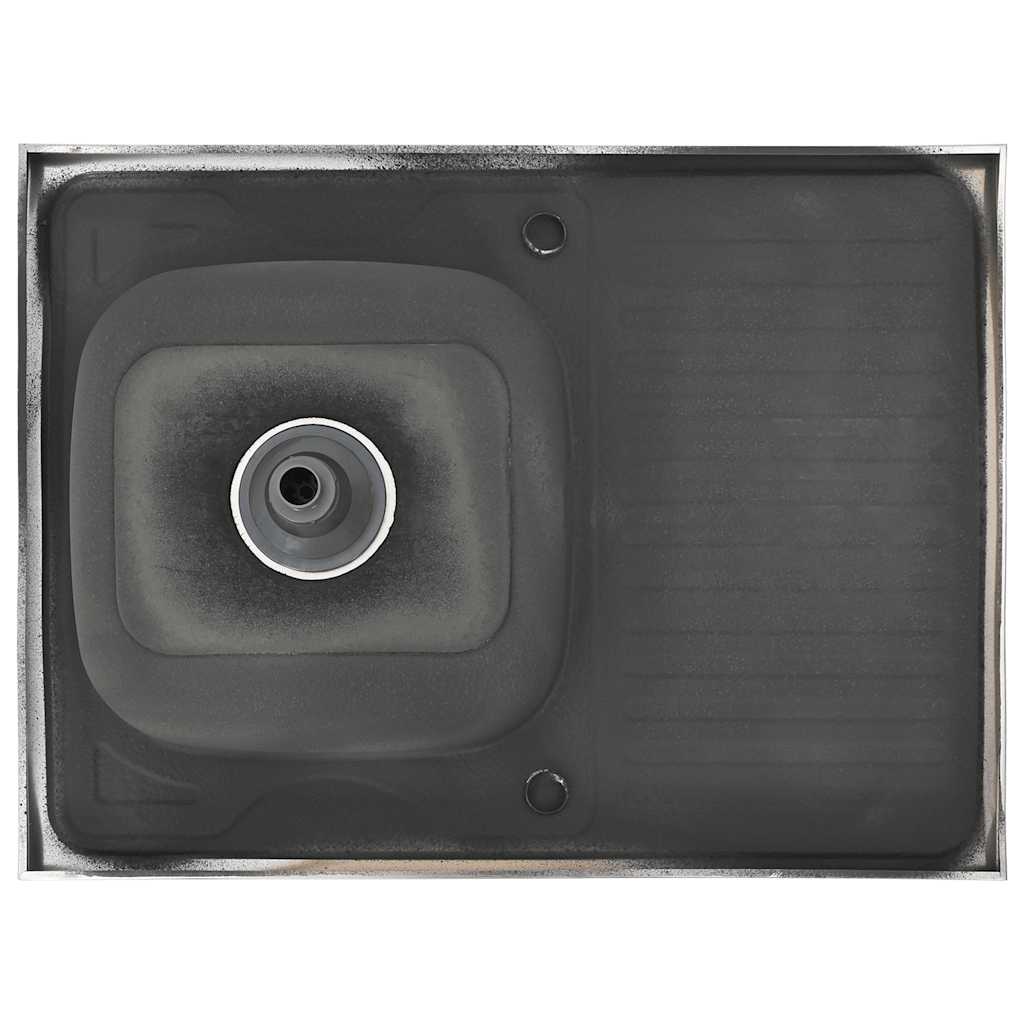 Spüle mit Abtropffläche Set Silbern 800x500x155 mm Edelstahl