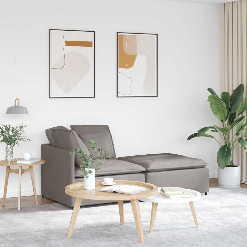 Modulares Sofa mit Fußhocker Kissen Stoff Hellgrau