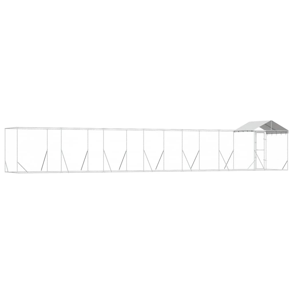 Outdoor-Hundezwinger mit Dach Silber 2x2x2,5 m Verzinkter Stahl