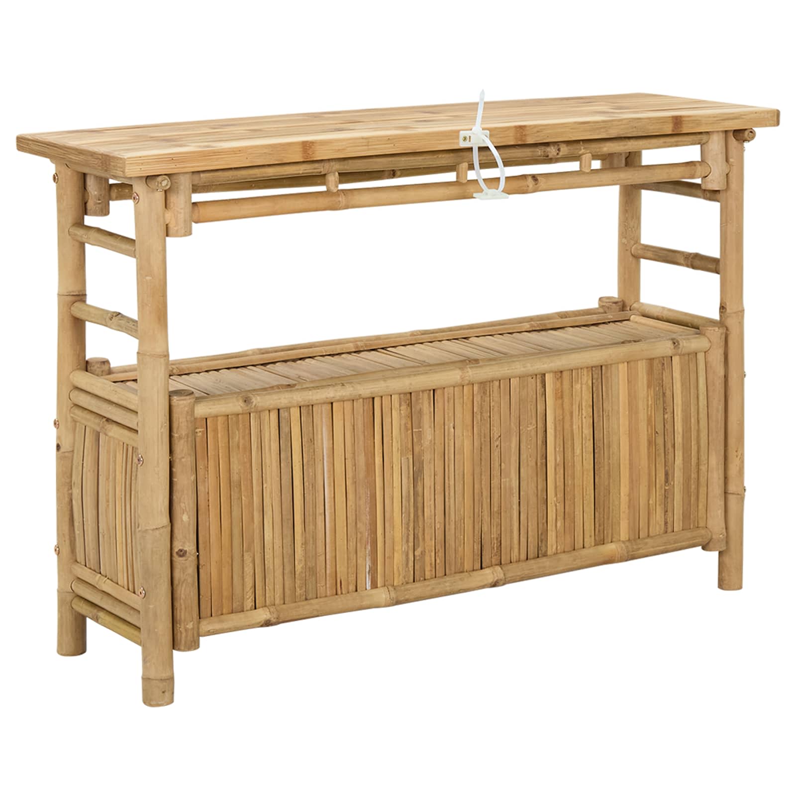 Konsolentisch mit Regal mit Tür Natur 80 x 35 x 75 cm Bambus