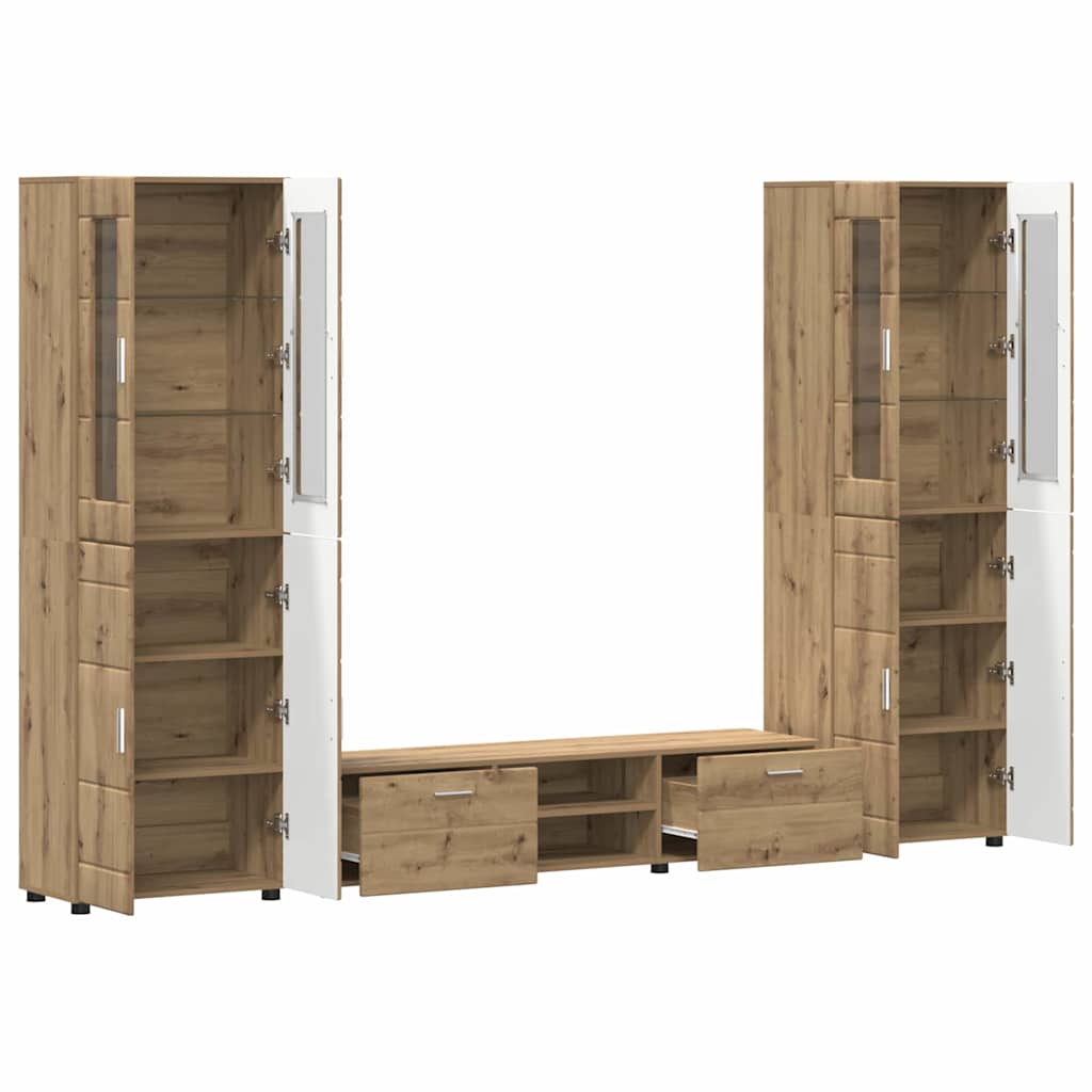 Highboard mit Regal FLORIN Weiß 60 x 35 x 182 cm Holzwerkstoff
