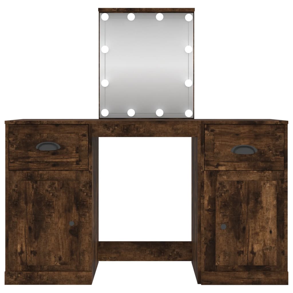 Schminktisch mit LED-Leuchten Sonoma-Eiche 130x50x132,5 cm