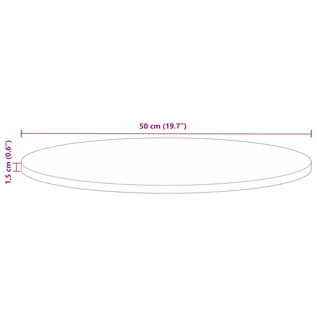 Tischplatte Ø 40x2,5 cm Rund Raues Massives Mangoholz
